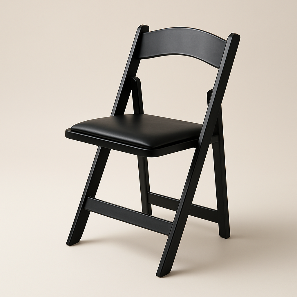 Black Leather Folding Chair